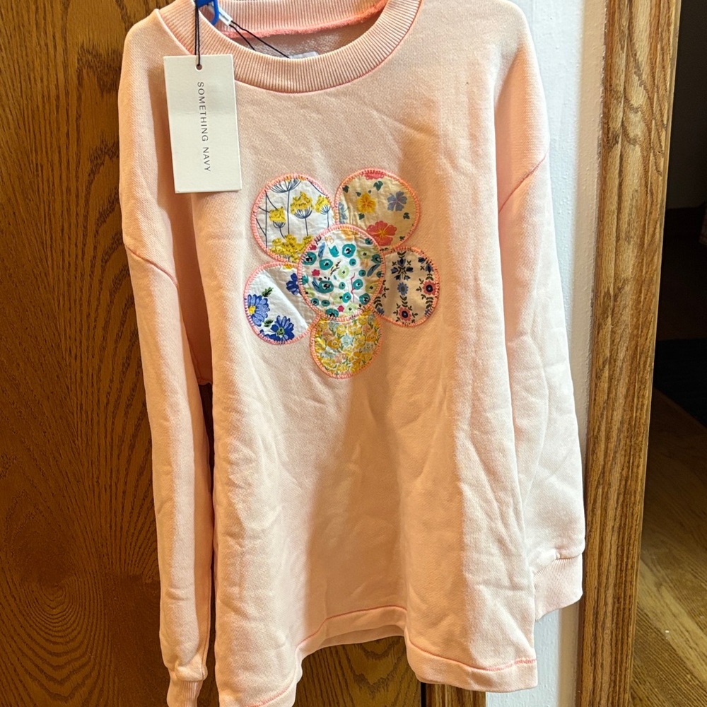Something Navy Kids Peach Floral Graphic Sweatshirt